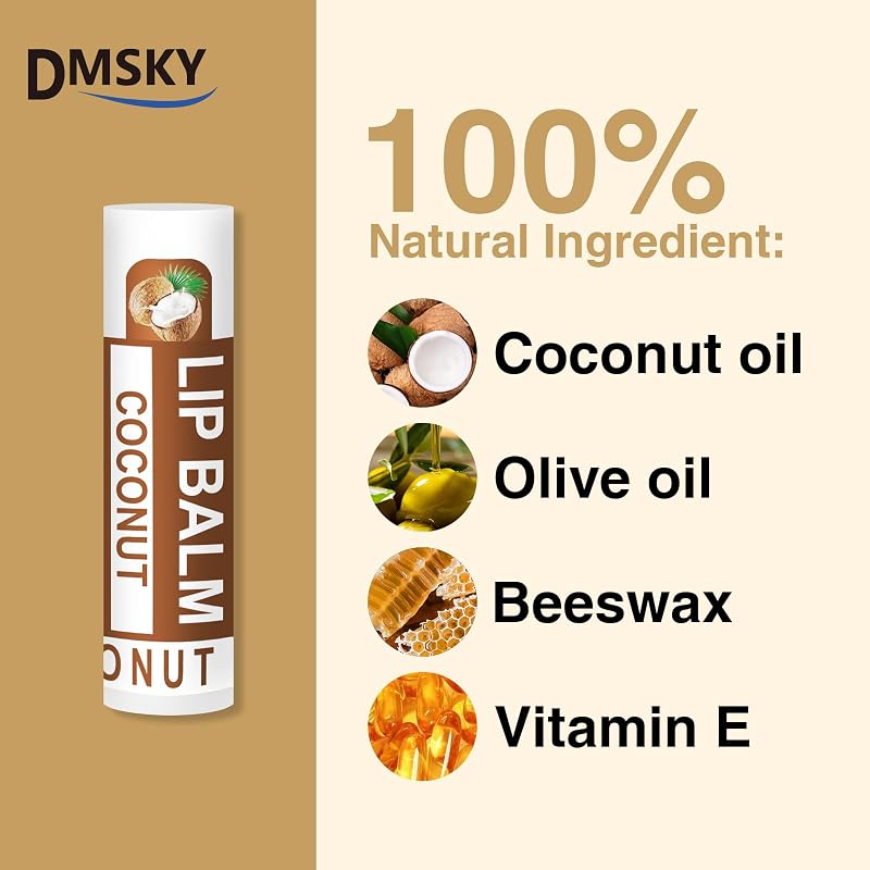 DMSKY 60 Pack Lip Balm Bulk - 12 Flavors Moisturizing Hydrating Gift Set, Scented Lip Care