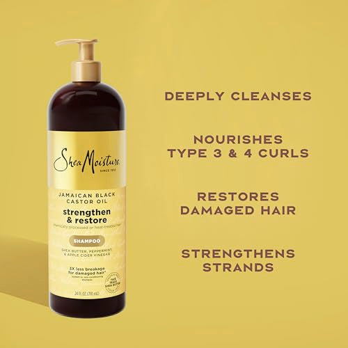 SheaMoisture Jamaican Black Castor Oil Strengthen & Restore Shampoo with Shea Butter & Peppermint Oil - Black Castor Oil, 24 oz, Pack of 2