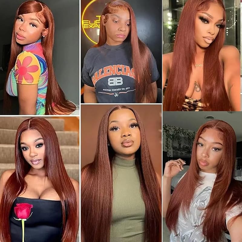 28 Inch Straight Wave Human Hair Bundle 100g Red Brown 33# Cooper Red Brown From Brazilian Virgin Hair