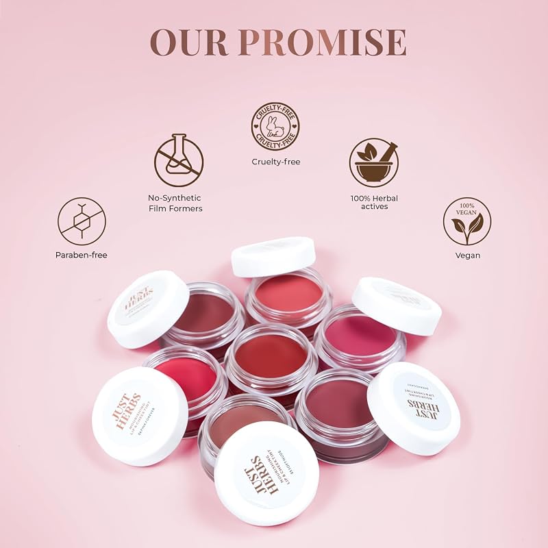 Just Herbs 3-in-1 Lip & Cheek Tint, Creamy Matte – Pale Pink (0.14 fl oz)