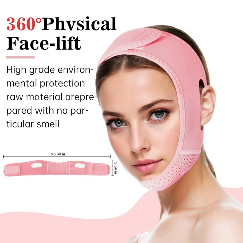 V Line Lifting Mask Chin strap for sleeping, V Line Lifting Mask for Women,Jaw Exerciser，Medium,Pink