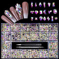 20 Styles Crystal AB Flatback Rhinestones Set for Nail Art Crafts - 1000 Diamonds