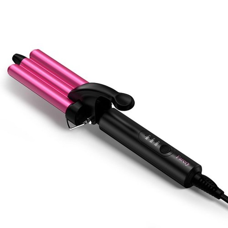 FARERY Mini Hair Crimper Hair Waver 3 Temperature Adjustable, 3 Barrel Curling Iron for Short Hair, Hair Crimper for Women Beach Waves, Crimper Hair Tool 1/2 Inch Travel Size, Dual Voltage, Pouch Bag