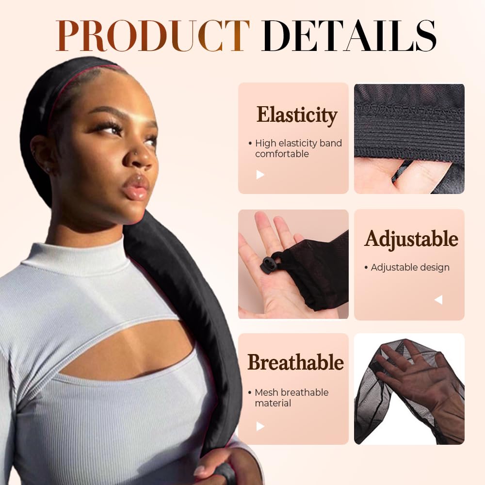 Hair Weave Sleeve for Locs with Drawstring, Extra Long Hairweave Sleeve for Locs, Braids, Dreadlocks & Faux Locs, Elastic Band Loc Bun Cover for Women, Breathable Mesh Loc Sleeve (Colorful, 1 Set)
