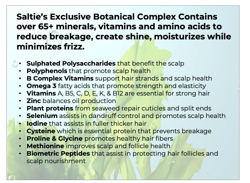 Saltie by 30A Leave-In Conditioner, 8.5 fl. Oz/250ml - Seaweed, Kelp & Algae Enriched Detangle & Shine Hair Treatment -Ideal For Frizzy and All Hair Type , Protects Scalp