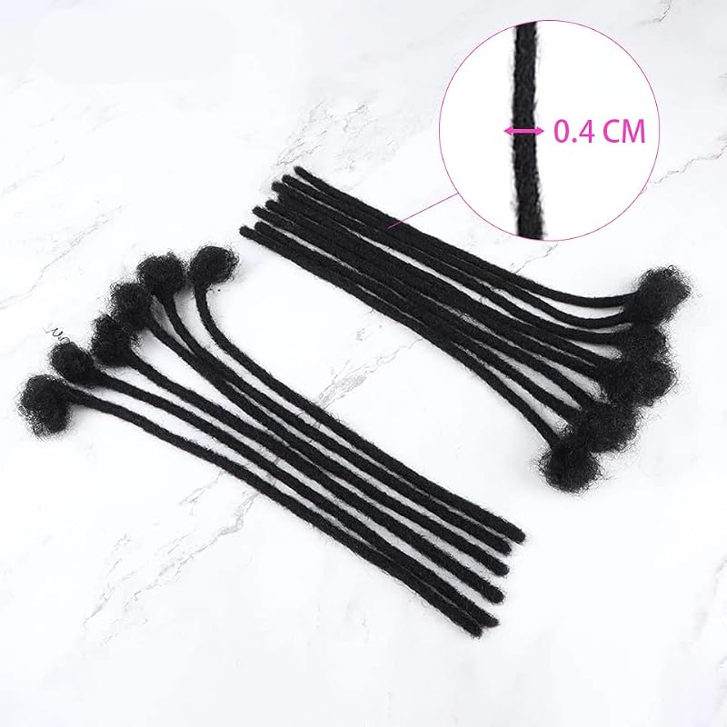 Human Hair Dreadlock Extensions 12 Inch 10 Strands Natural Black Full Head
