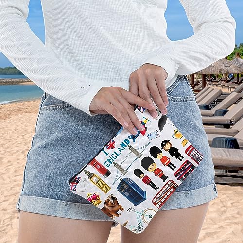 WZMPA England Travel Cosmetic Bag British Vacation Gifts United Kingdom Makeup Zipper Pouch Bag UK Trip Merchandise (England)