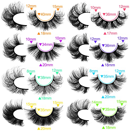 48 Pairs Faux Mink False Eyelashes with 8 Styles Thick Dramatic Long Eye Lash Pack