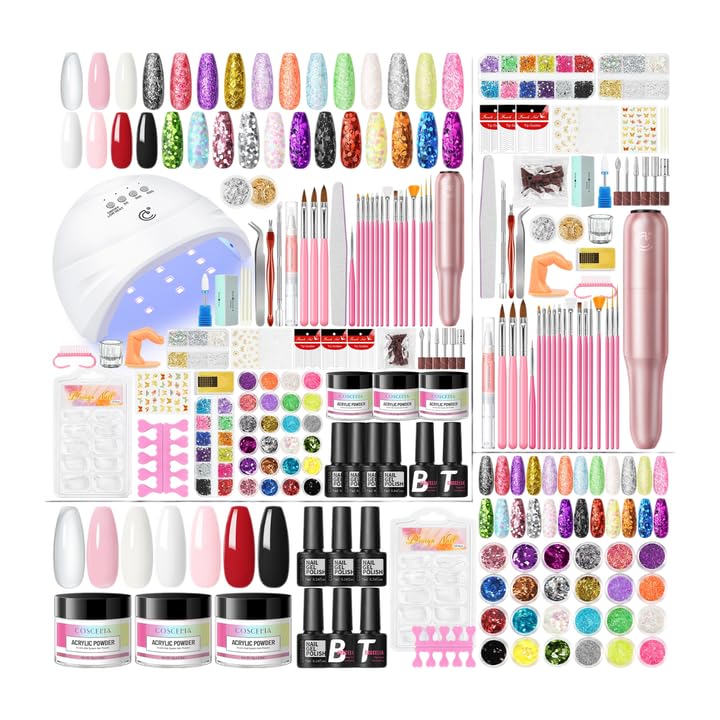 COSCELIA Acrylic Nail Kit for Beginners with Drill & UV Light Kit9
