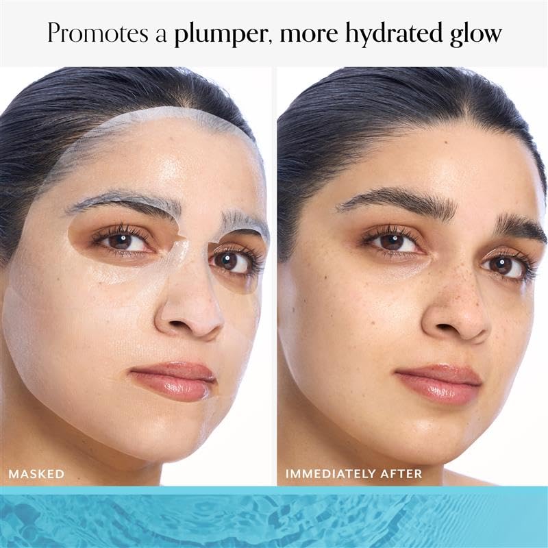 Hyaluronic Acid & Collagen Hydrating Sheet Mask - 5 Pack, Biodegradable & Vegan