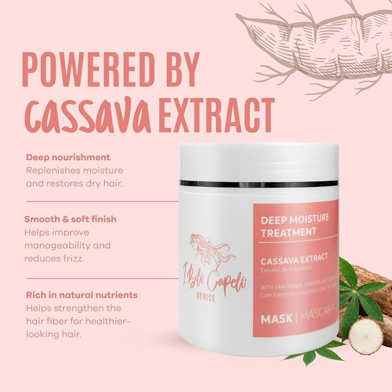 I Belli Capelli Venice Cassava Hair Mask 500g – 17.6oz (Pack of 1) Deep Conditioning