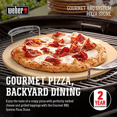 Weber Gourmet BBQ Pizza Stone with Carry Rack - 16.7 Inch Grilling Accessory