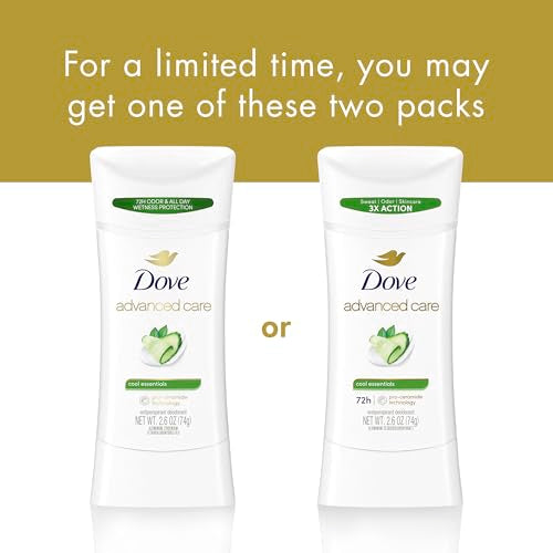 Dove Advanced Care Cool Essentials Antiperspirant Stick 2.6 oz Pack of 12 - Skin Repair & 72H Odor Control
