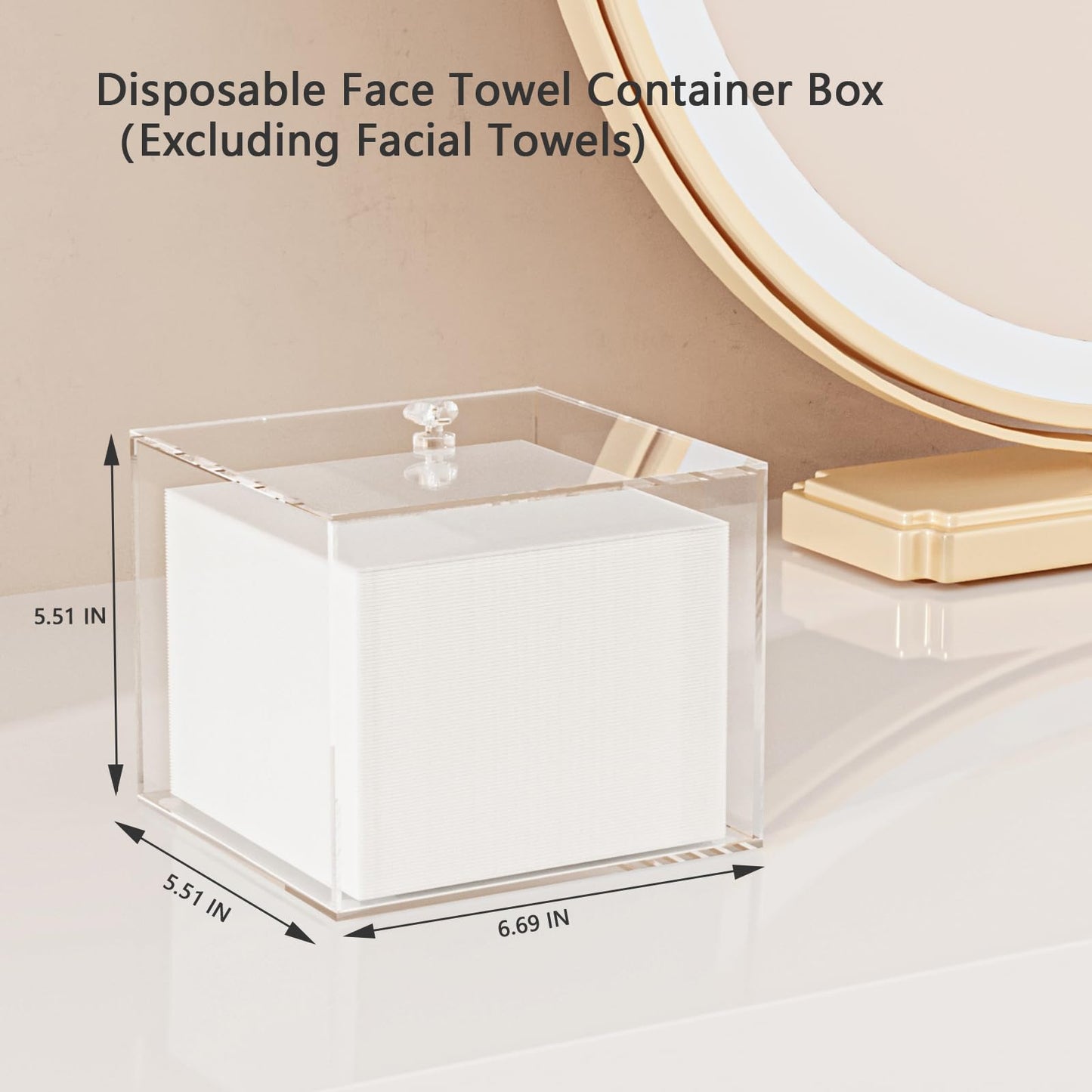 JHJFRAWY Disposable Face Towels Holder for Clean Skin Club, Acrylic Container Box, Bathroom Storage, Organizer (Towels Not Included)