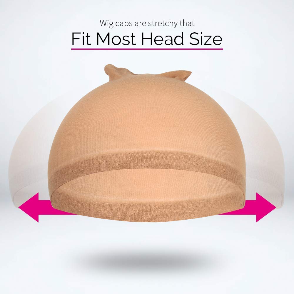 Hoedia 2 PCS Makeup Latex Bald Caps and 2 PCS Nylon Wig Caps Costume Accessories for Halloween Party Adults Kids