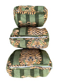 YILLE Quilted Toiletry Bags Set of 3 - Dark Green Fat Tiger, Travel Organizer Pouches