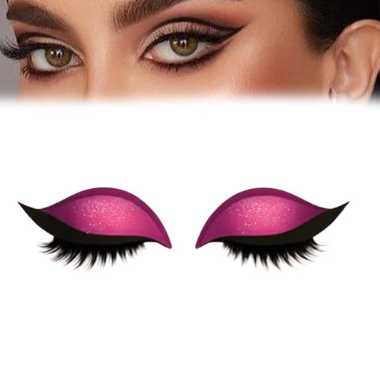 OVNMFH Lazy Eye Shadow Eyelash Patch, Colourful Eyeshadow Eyelashes Makeup Stickers, Reusable Eye Makeup Stickers with False Lashes & Shadow, Lazy Makeups Tool for Women (Pink)