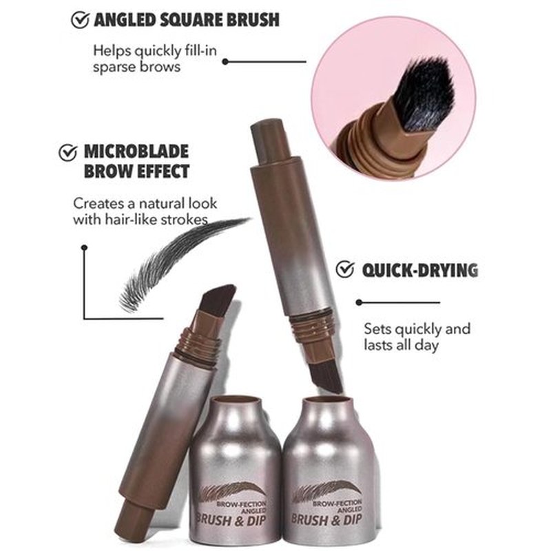 Liftique Brow Brush, Liftique Eyebrow Brush, Liftique - Instant Brow Brush, Brow Fection Angled Brush & Dip (TAUPE*2)