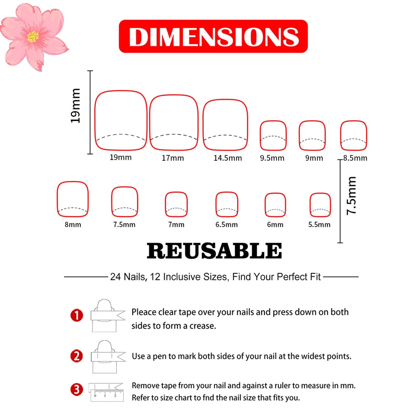 Colorful Flower French Tip Press on Toenails Square Fake Toe Nails Summer Floral False Toenails Glossy Acrylic Toe Nails Reusable Full Cover Artificial Toenails for Coquette Women 24Pcs