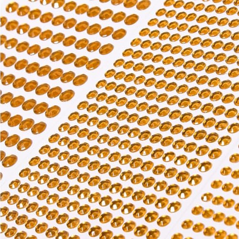 3555pcs Self Adhesive Face Gems for Makeup, Festival Jewels, Hair Gems, Rhinestone Stickers for Face, Eye, Makeup, Nail, Body, Crafts 5sheets (gold-3/4/5/6/8mm)