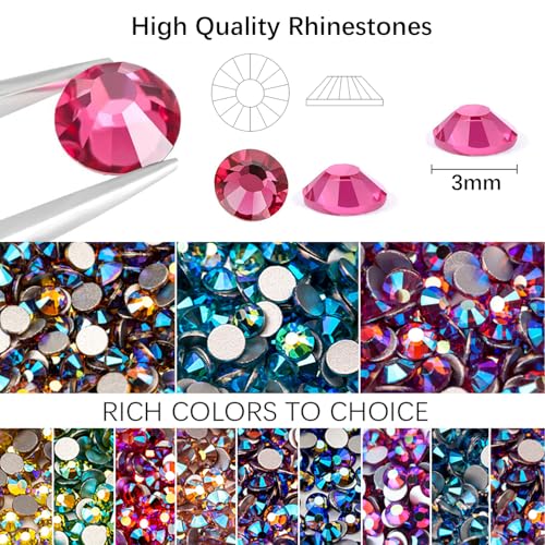 96,000 Pcs Multicolor Jelly Resin Rhinestones for Crafts & Bedazzling, 3mm Flatback Gems Kit