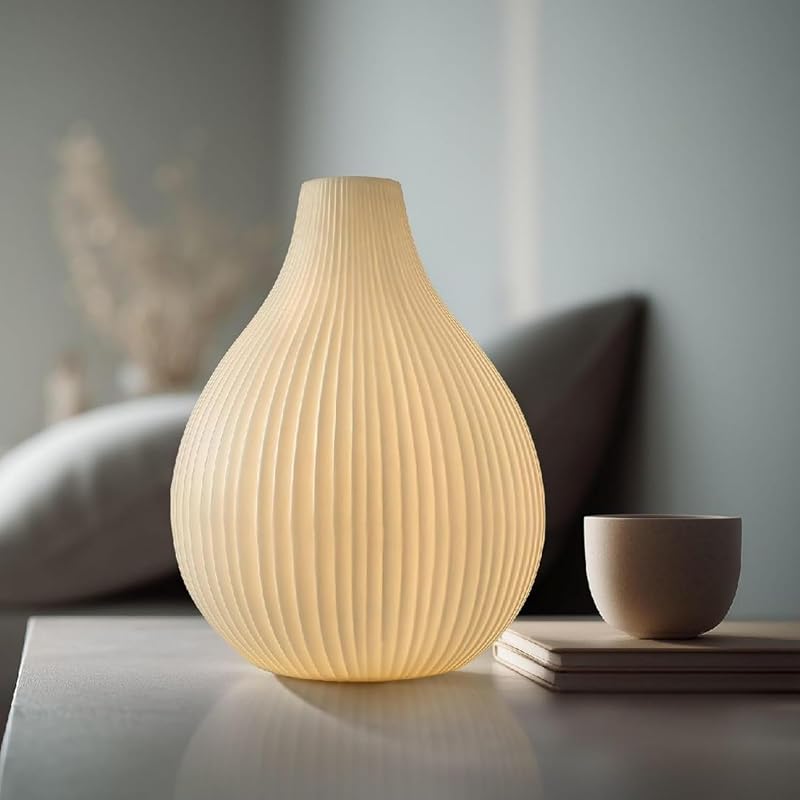 Delia Handcrafted Ceramic Table Lamp - Modern Narrow Vase Shape, Bedside & Living Room
