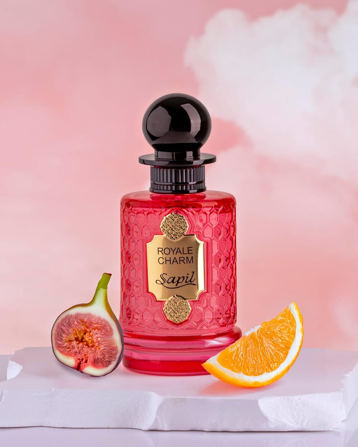 Sapil Royale Charm Unisex Eau De Parfum – Long-Lasting Arabic Perfume with Exotic Fruits, Soft Amber & Vanilla – Citrus Floral Luxury Fragrance for Men & Women – Dubai Perfume – 3.38 oz