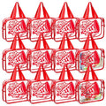 Kacctyen 12 Pcs Cheer Large Clear Toiletry Cosmetic Makeup Bag with Zipper and Handle Cheer Snack Bag Bulk for Team 12 x 9 x 4 Gift Bags Tote Pouch Cheerleading Teammates Party Supplies(Red)