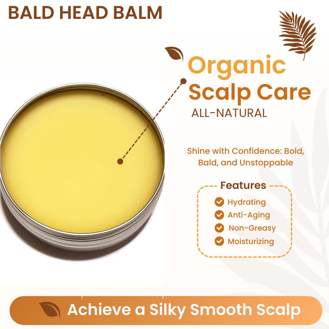 Bald Head Balm Moistuirzer. All Natural Scalp Treatment Soothes, Shines, and Protects. Journeyman Scent. Premium Organic Ingredients.