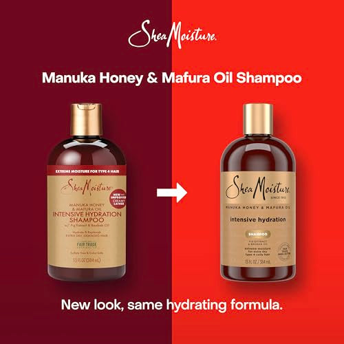 Shea Moisture Intensive Hydration Shampoo with Manuka Honey & Mafura Oil - 13 oz Pack of 4 - For Dry Damaged Hair