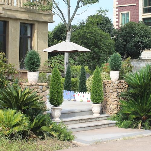 48 Inch Artificial Cedar Topiary Tree - UV Resistant Faux Bush for Outdoor & Indoor Decor Variation of THIS listing
