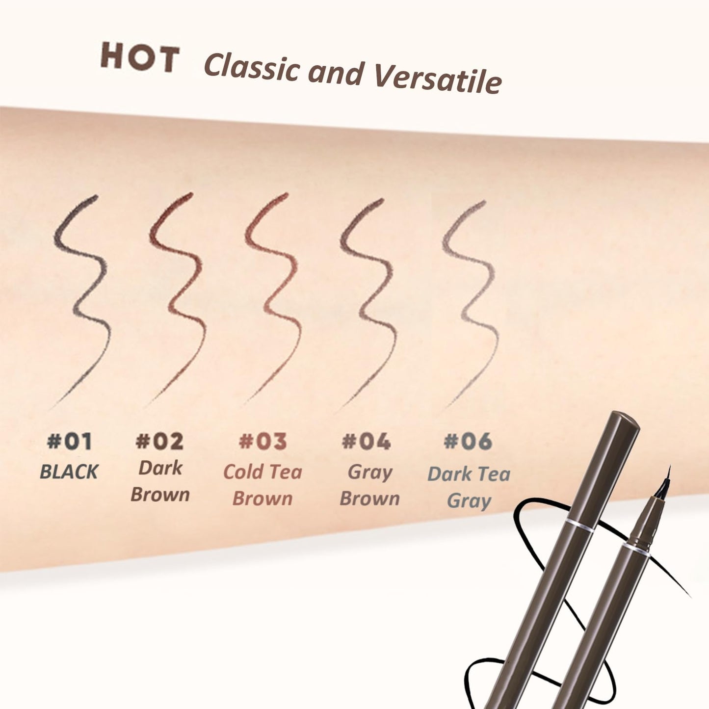 Ultra Fine Liquid Eyeliner - 0.014mm Precision Tip for Flawless Application, Waterproof Liquid Liner - Smudge Proof Long Lasting (Fine carving pen 0.014mm #01 black HOT)