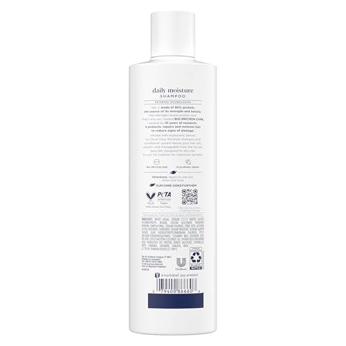 Dove Damage Therapy Shampoo Daily Moisture for Dry Hair with Bio-Protein Care Technology and Hyaluronic Serum 12 Fl Oz