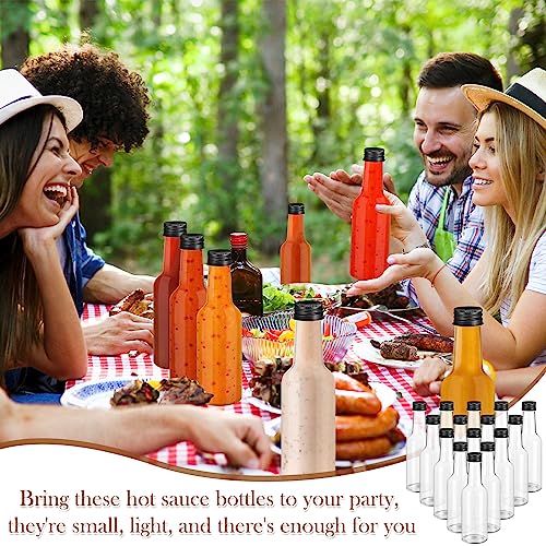 200 Pack 5 oz Clear Plastic Hot Sauce Bottles with Leak-Proof Black Caps