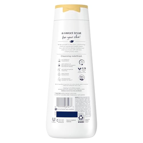 Dove Indulge Body Wash Warm Vanilla + Sweet Cream for Hydrated & Soft Skin 20 FO