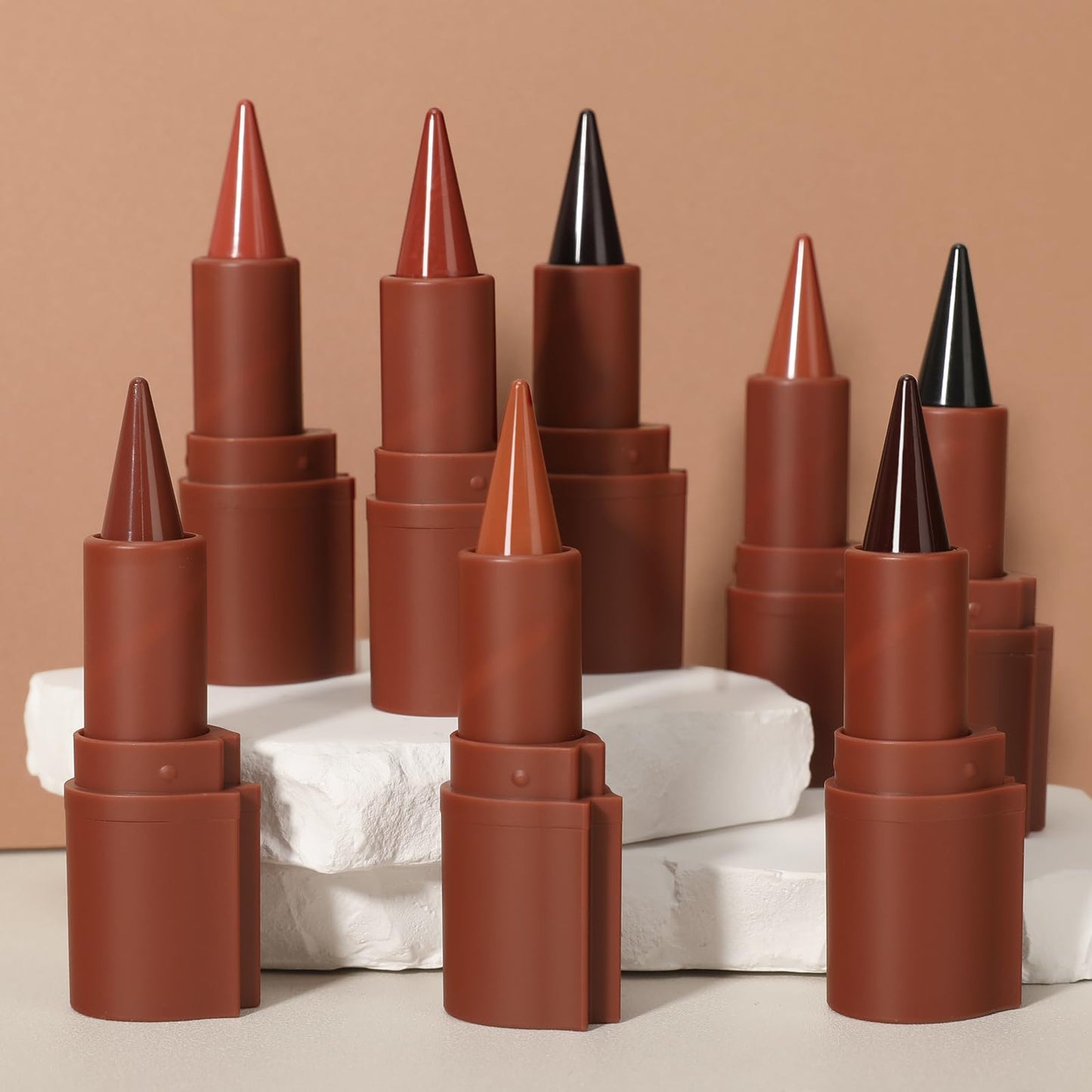 2 in 1 Lip Liner and Lipstick Combo Set, Matte Brown Lip Liner【Smudging Formula】【Long Lasting】【Silky and Smooth】Creamy Lip Pencil Crayon, Tapered Design Create Gradient Lip Makeup（04# Toffee）