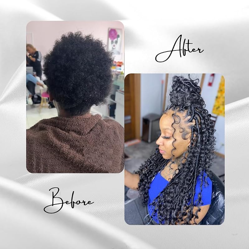 30 Inch Goddess Faux Locs Crochet Hair 8 Packs Pre-Looped River Locs with Curly Ends - Variation 1B+30 Inch