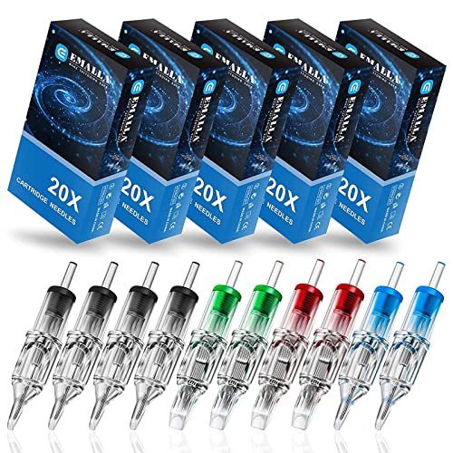 Emalla Tattoo Cartridge Needles 100Pcs Mixed #12 Round Liner Shader