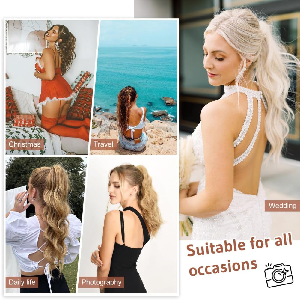 JOOYEAH Ponytail Extensions for Women Claw Clip Ponytail Extension Curly Wavy Ponytail Hair Extension 14" Ponytail Extension for Women Fluffy Natural Looking Synthetic Hairpiece for Daily Use