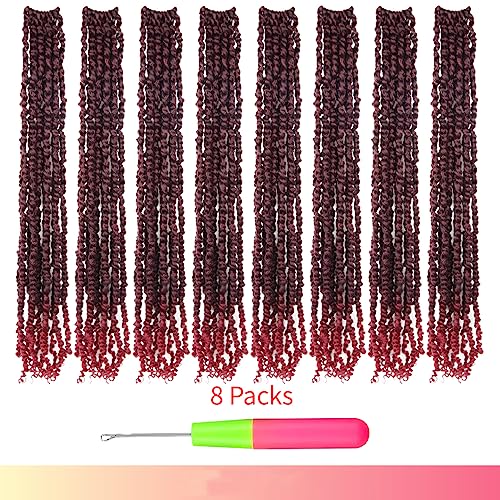 Pre-Twisted Passion Twist Crochet Hair 30 Inch - Ombre Burgundy, Pack of 8