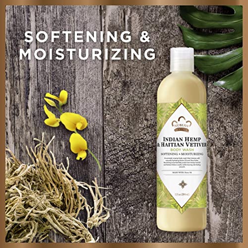 Nubian Heritage Indian Hemp & Vetiver Body Wash 13 Fl Oz - Organic Moisturizing Cleanser