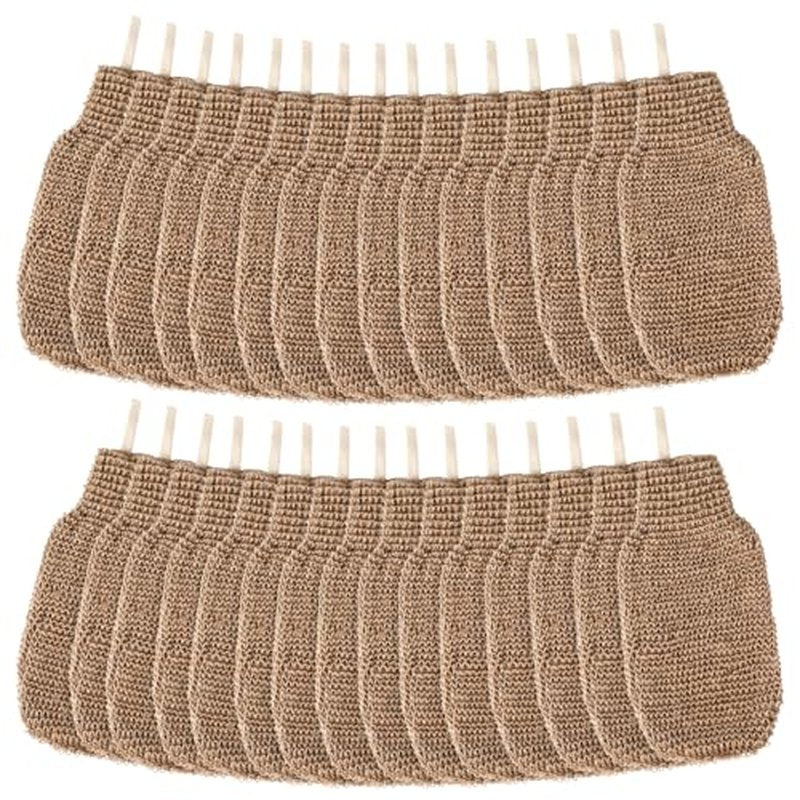 30 Pcs Exfoliating Shower Gloves Stretchable Jute Bath Mitts with Hanging Loop Body Scrubber Exfoliator Loofah Washcloth Deep Clean Dead Skin for Spa Massage Skin Shower Hotel Use(Brown)
