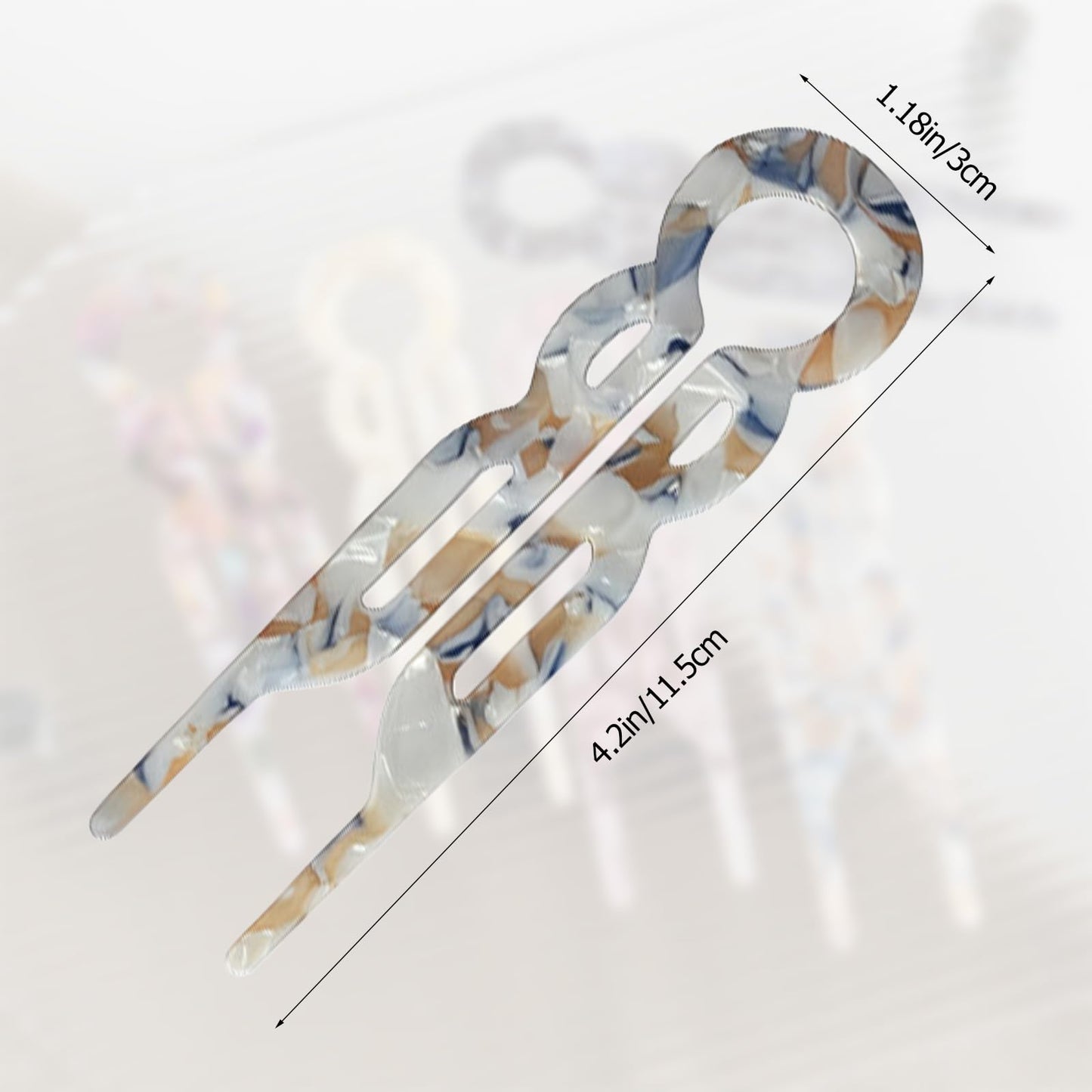 4PCS U-Shaped French Hair Pins for Women - Acetate Hair Clips for Thick, Thin, Fine Hair - Decorative Bun Styling Barrettes in Black & Blonde(A)