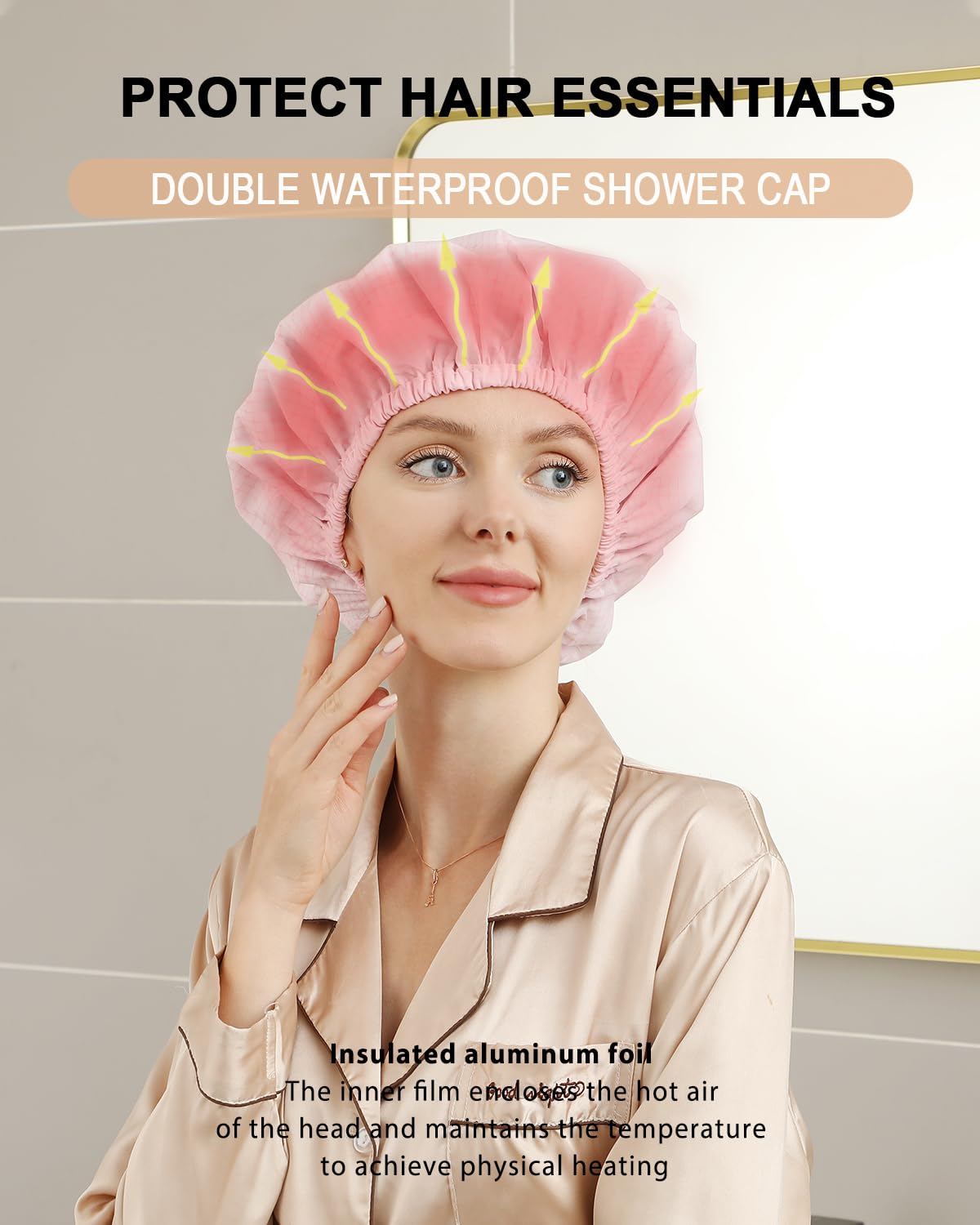 YIZIJIZI 2 Pieces Heat Cap For Deep Conditioning Made Of Aluminum Foil For Home And Salon Use, Hair Dyeing And Hot Oil Treatment Tools (pink)