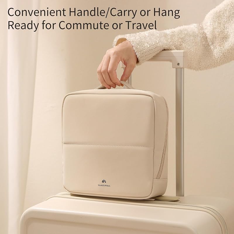 Foldable Magnetic Makeup Bag with Compartments - Large Capacity Travel Organizer (Mist y Pink) Variation of THIS listing