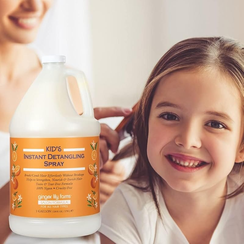 Gallon Kid's Detangling Spray Refill (128 oz) - Citrus Scent, 100% Vegan & Cruelty-Free