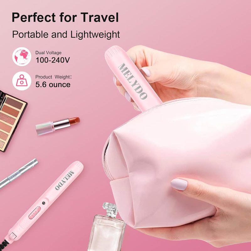 Mini Flat Iron, Ceramic Tourmaline Small Hair Straightener for Short Hair/Bangs, Dual Voltage Travel Hair Straightener, Portable Mini Straightener with Storage Pouch(Black)