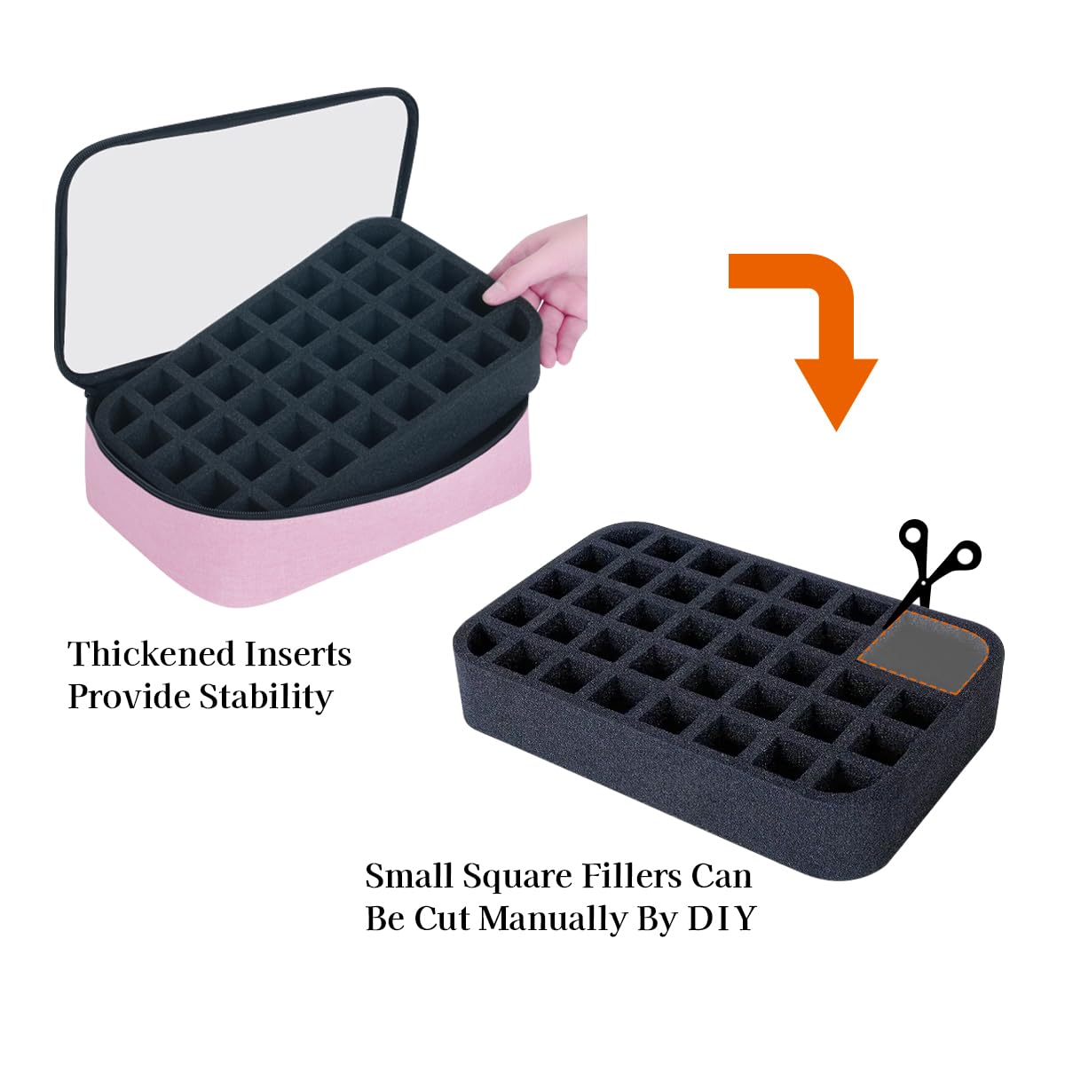 UOZL 2 Pcs Small Clear Nail Polish Organizer Holds 80 bottles(15ml-0.5fl.oz) Nail Polish Case Multifunctional Nail Polish Bag Organizer, Cosmetic Travel Makeup Bags for Women Pink