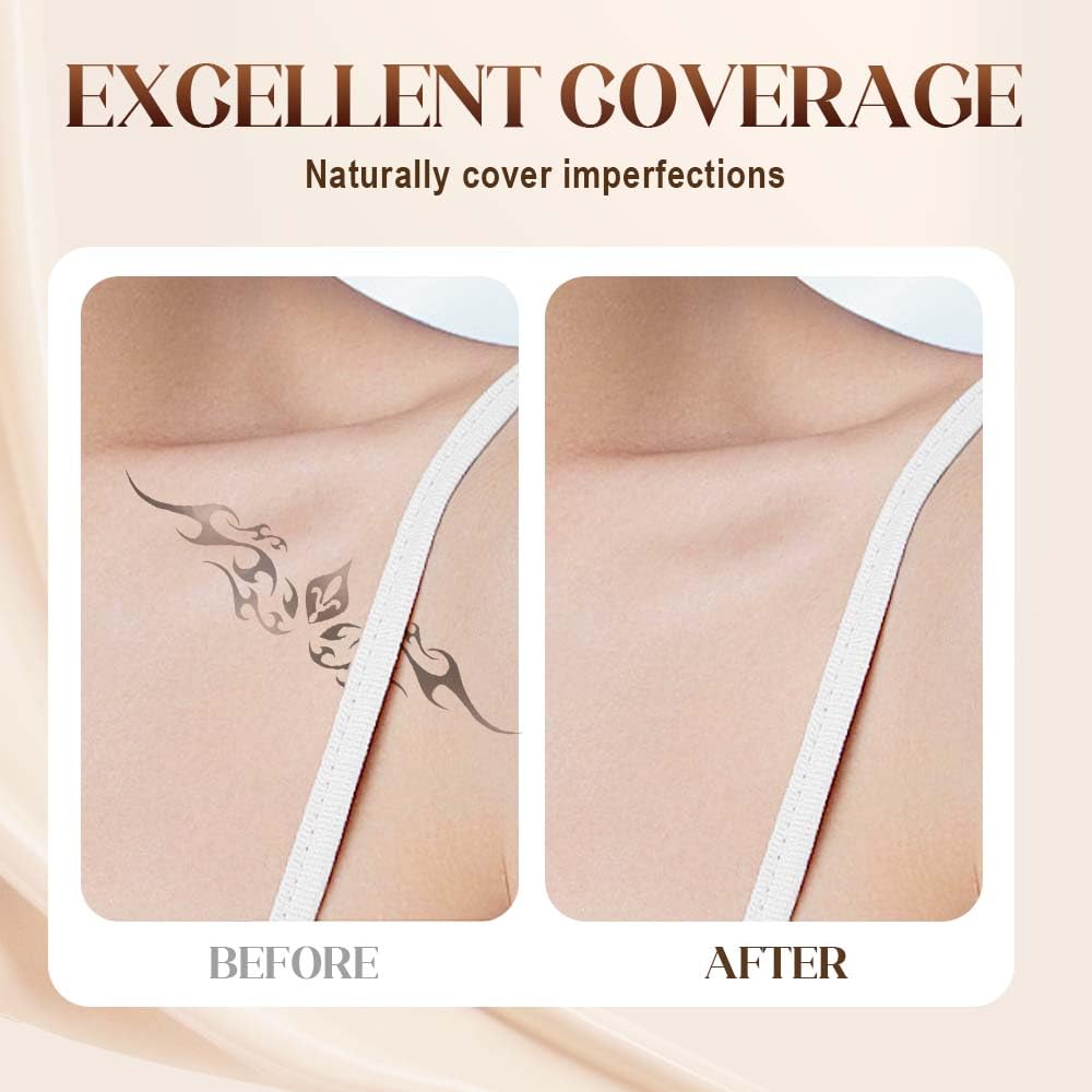 Tattoo Cover Up Makeup Waterproof, 2 Colors Tattoo Concealer, Sweatproof Tattoos Concealers for Scars, Spots, and Vitiligo (2 Colors Tattoo Concealer)