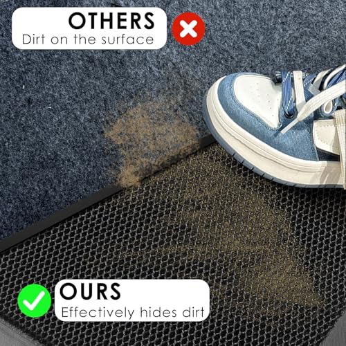 Indoor Outdoor Door Mat 47x70 Heavy Duty with 3D Mesh Technology – Black Grey
